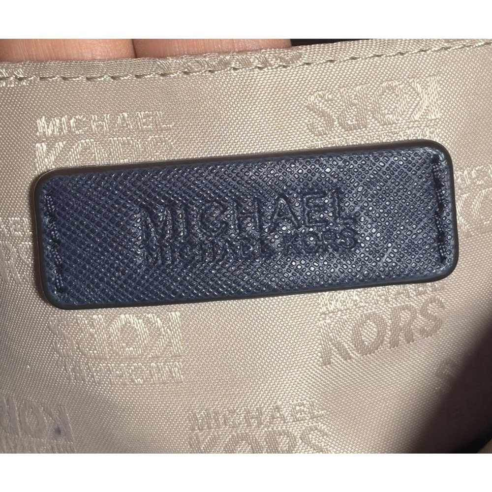 Michael Kors Navy Blue School College Tote Shoulder Bag Gold Hardware Large - Picture 4 of 16
